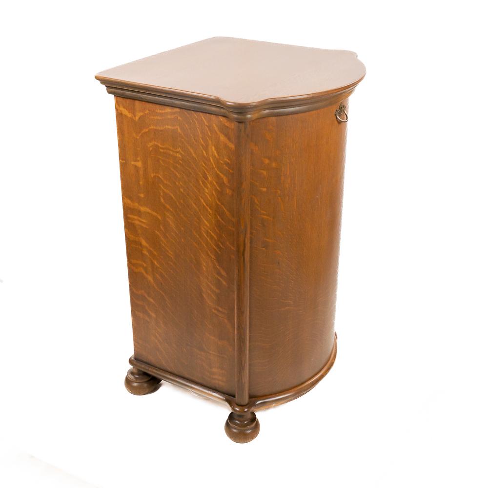 Oak Bow Front Cylinder Record Base Cabinet (1 of 11)