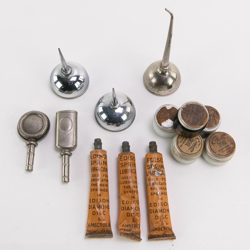 Lot of Edison Grease and Oil Cans (1 of 14)