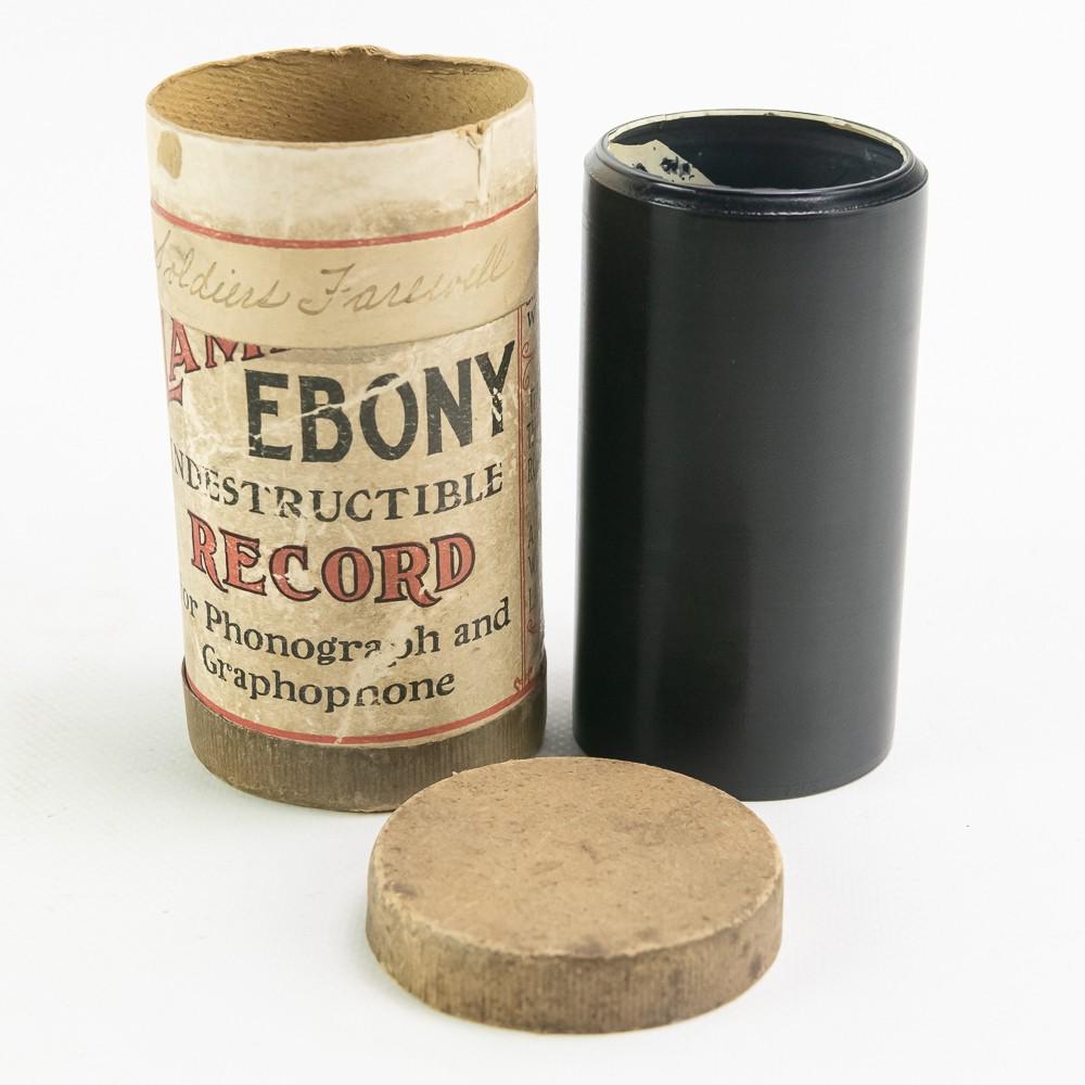 Ebony Lambert Cylinder Record #521: Ebony Lambert Cylinder Record #521. Soldier's Farewell - Quartet. In VG condition. Small edge crack on the title side. No scratches. Trailing edge looks like it might have been ground to fit mandrel.