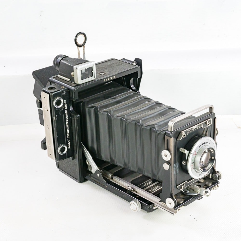 Graflex Century Graphic Camera: 2 1/4 x 3 1/4, with Graftar f 4.5 103 mm lens in a Wollensak shutter