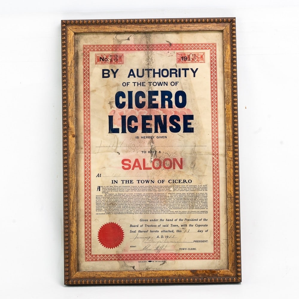 Original 1913 Cicero Illinois Liquor License Auction