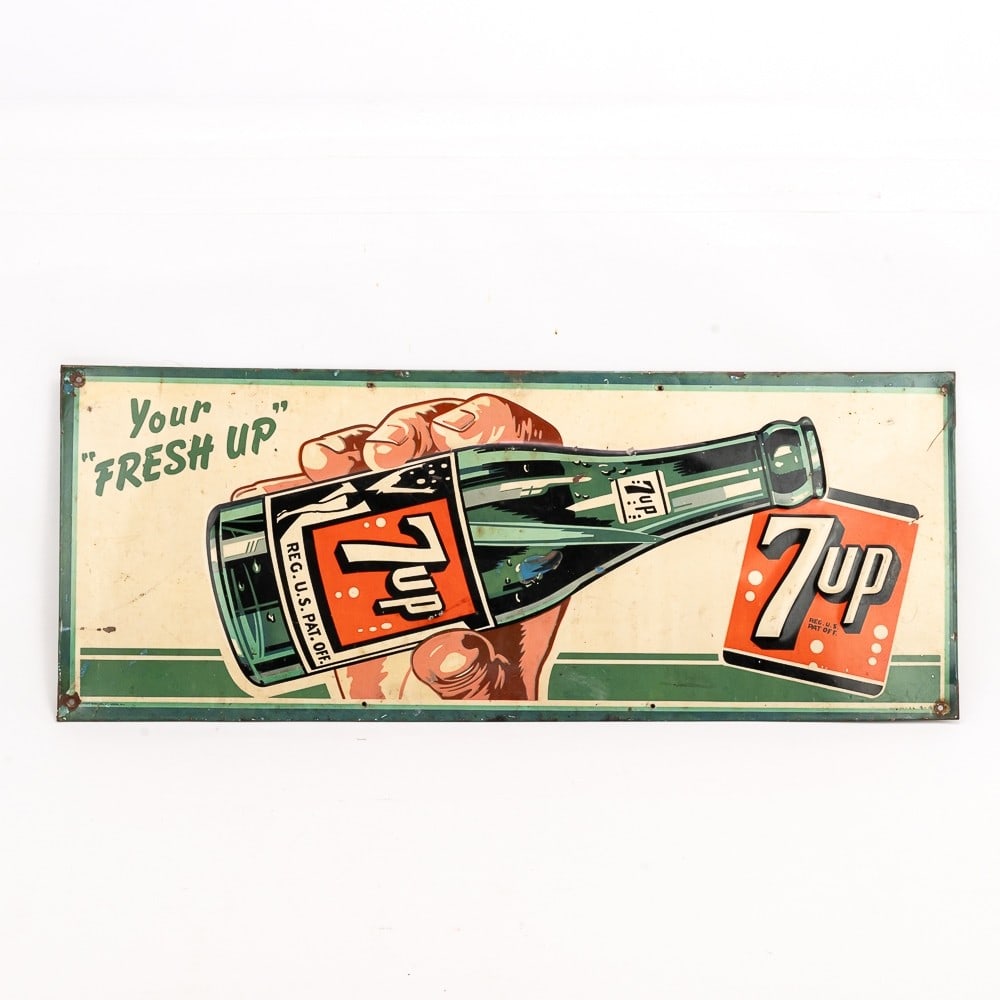 Original Embossed Tin Litho 7 Up Advertising Sign (1 of 9)