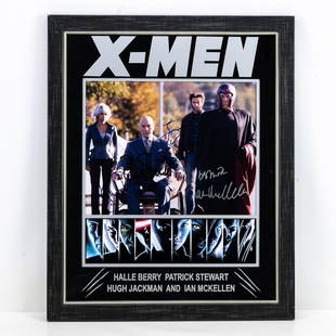 HWC Trading X-Men 2 Hugh Jackman, Patrick Stewart 16 x 12 inch Framed Gifts  Printed Poster Signed Autograph Picture for Movie Memorabilia Fans - 16 x