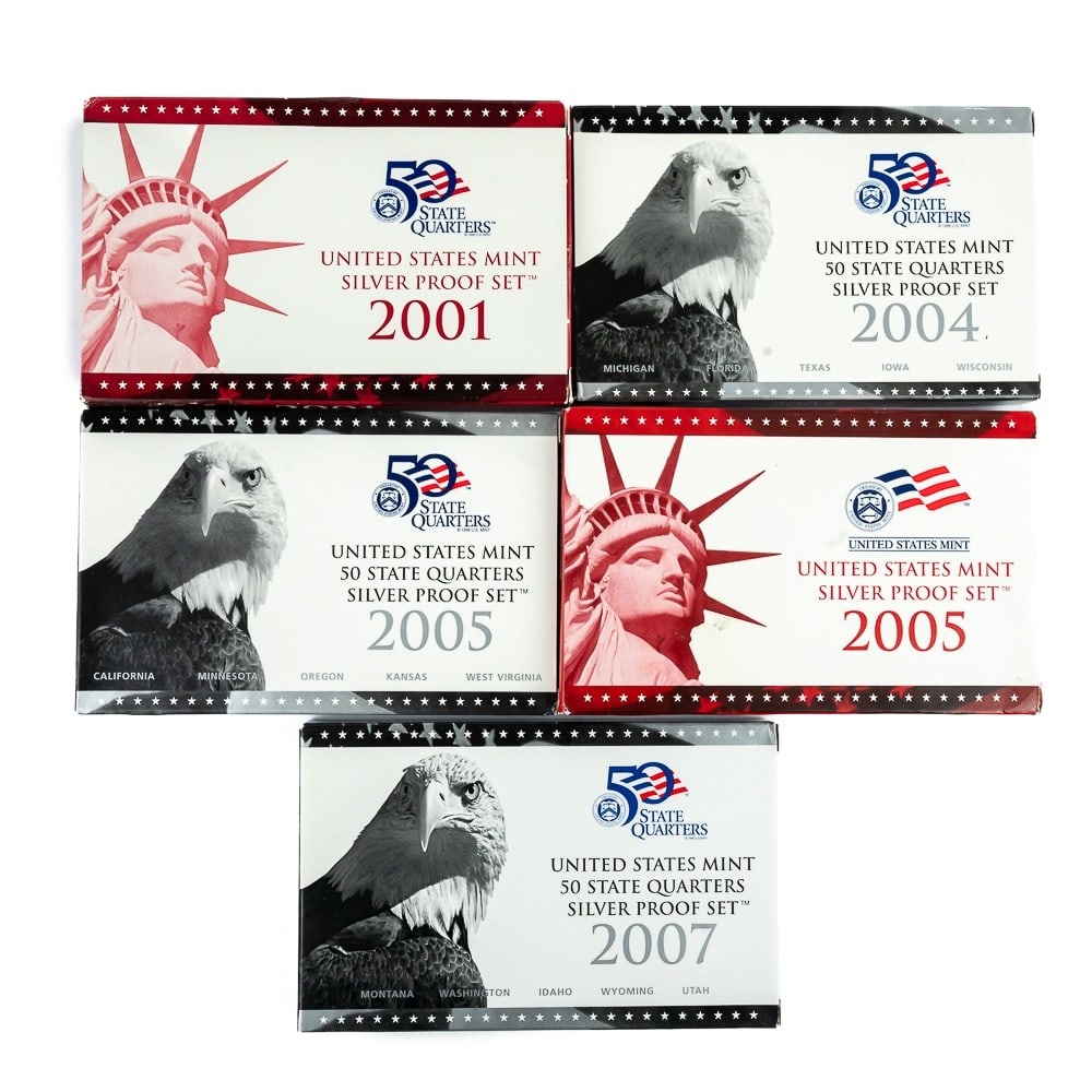 (5) 2001-2007 US Mint State Quarter & Silver Proof (1 of 13)