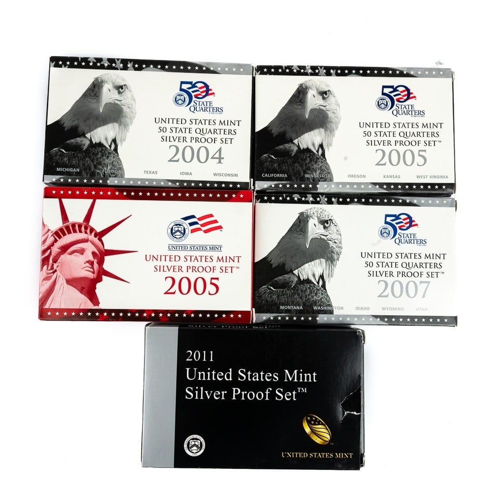 (5) US Mint 50 State Quarter & Silver Proof Sets (1 of 13)