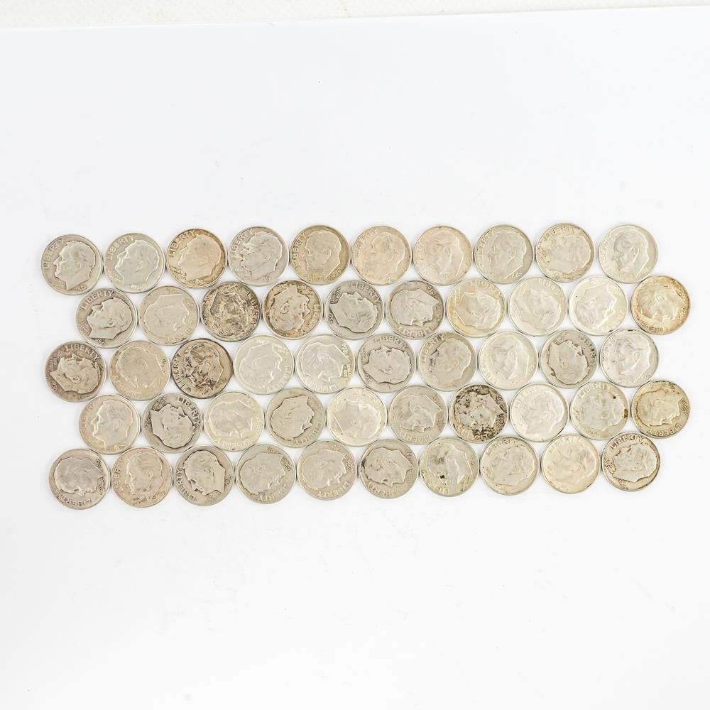 Collection of (50) 90% Silver Roosevelt Dimes (1 of 7)