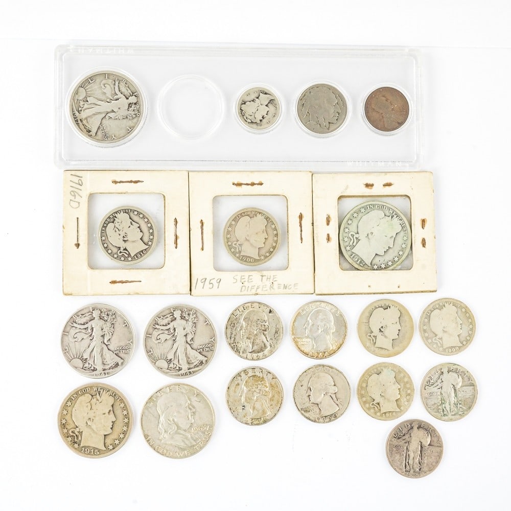Various 90% Silver US Coins Barber-Washington (1 of 12)