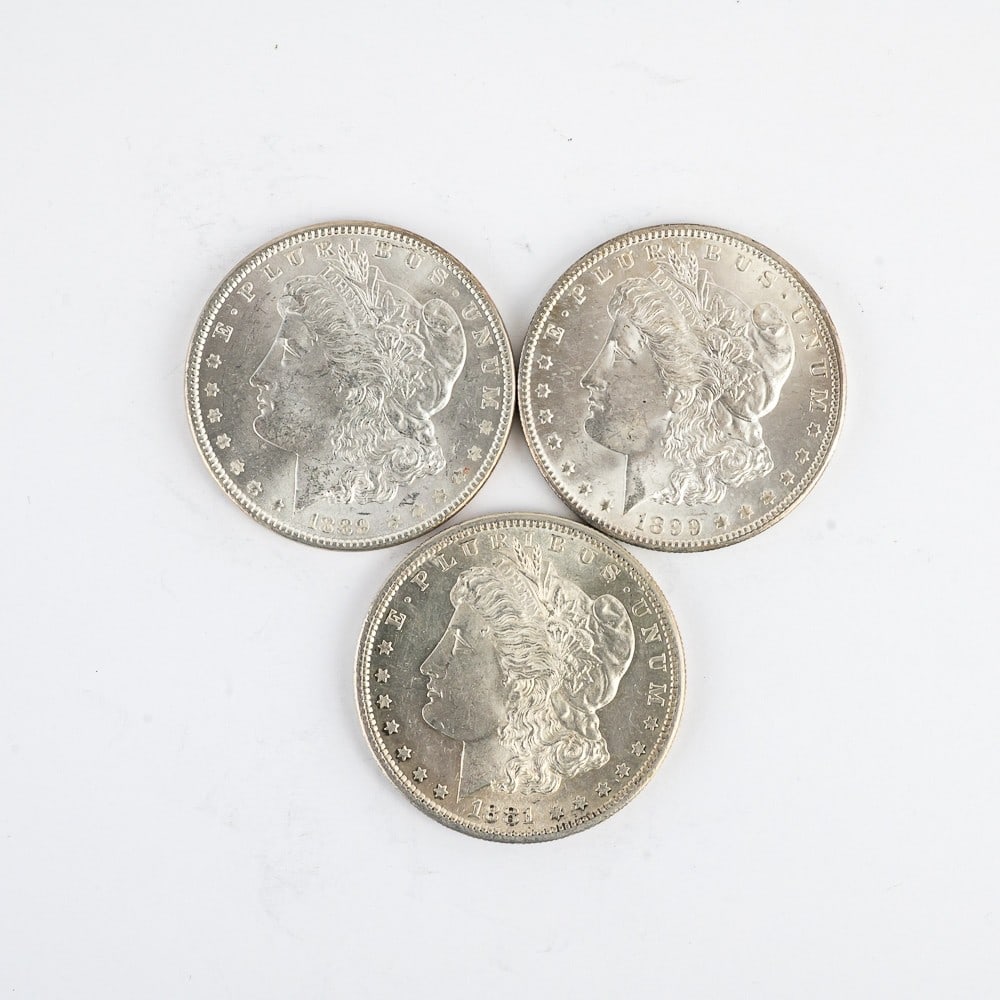 Unc. 1881-S, 1889 & 1899-O Morgan Silver Dollar $1 (1 of 8)