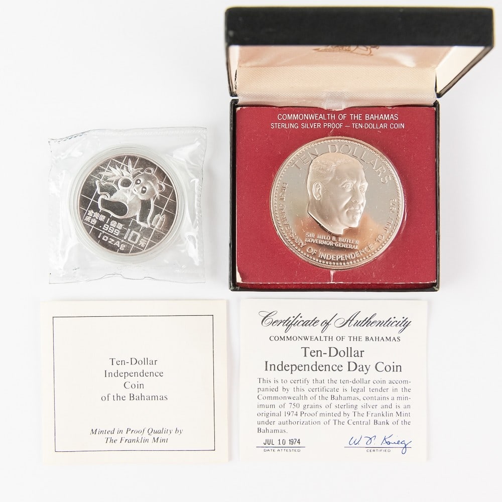 197 Bahamas $10 Independence + 1989 Silver Panda (1 of 5)