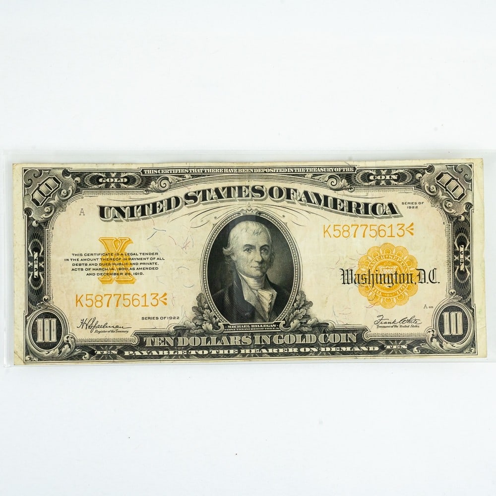1922 $10 Dollar Gold Certificate Fr. 1173 (1 of 2)