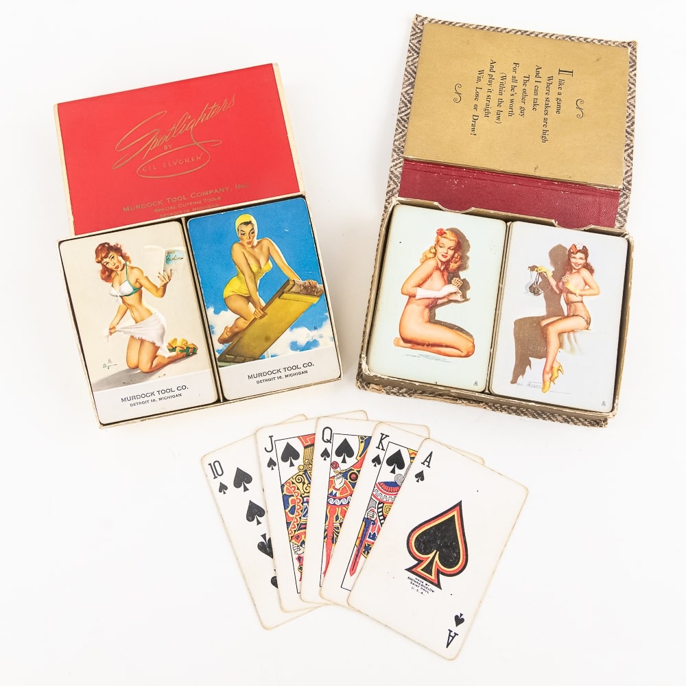(2) Vintage Double Deck Pin Up Girl Playing Cards (1 of 5)