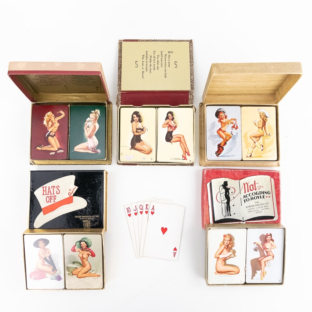 5 Vintage Double Deck Sets of Pin Up Playing Cards (1 of 13)