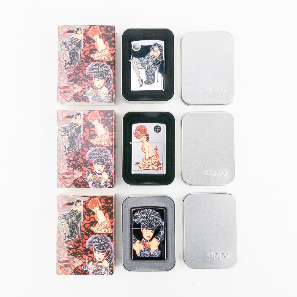 3 NIB Olivia Bettie Page Pin Up Art Zippo Lighters (1 of 7)