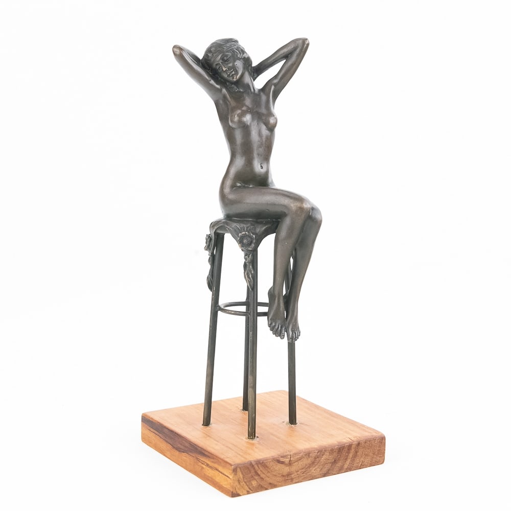 D.H. Chiparus Nude Awakening 11" Bronze Sculpture: A stunning bronze piece, with incredible detail, adding distinction as either a centerpiece, or main attraction to any dwelling. A reproduction of the original, Art Deco c1925 version by Dimitri H Chi
