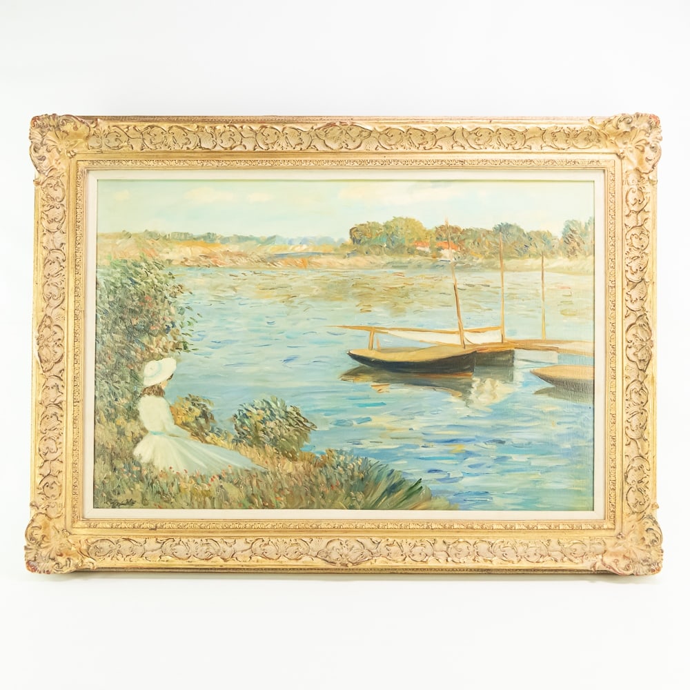 Camille Oil on Canvas: *Pick up suggested - due to weight, size and fragility, art usually incurs additional shipping/handling charges* 500 24 X 36" - in frame, 32 X 44". Signed Bottom left.