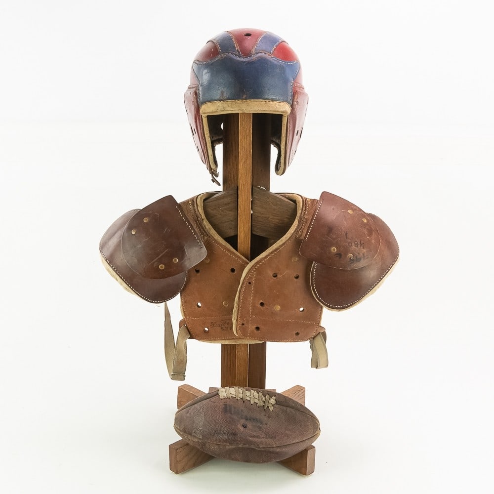 Vintage Football Helmet & Pad Set Display (1 of 16)