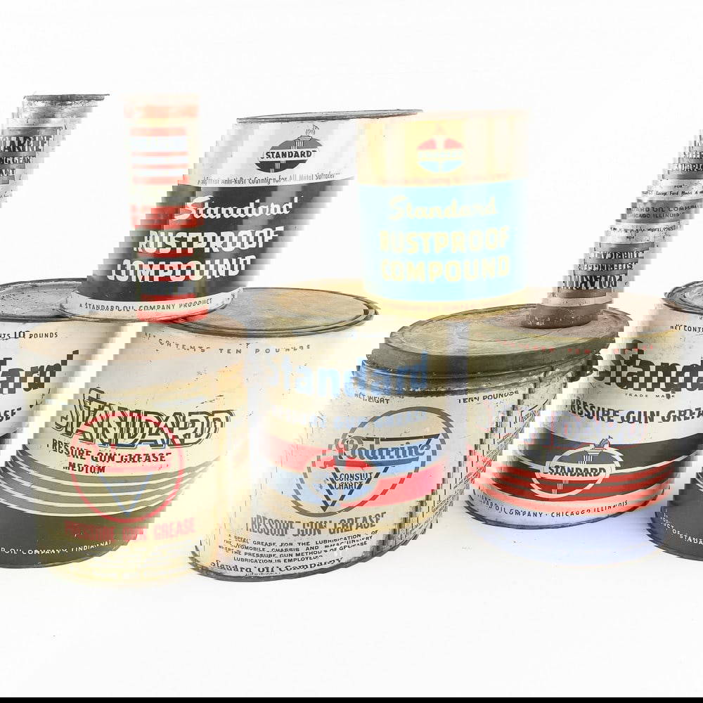 Five Vintage Standard Oil Grease Cans Auction