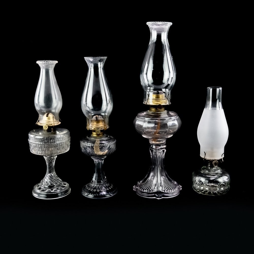 Collection of (4) Antique Glass Oil Lamps (1 of 20)