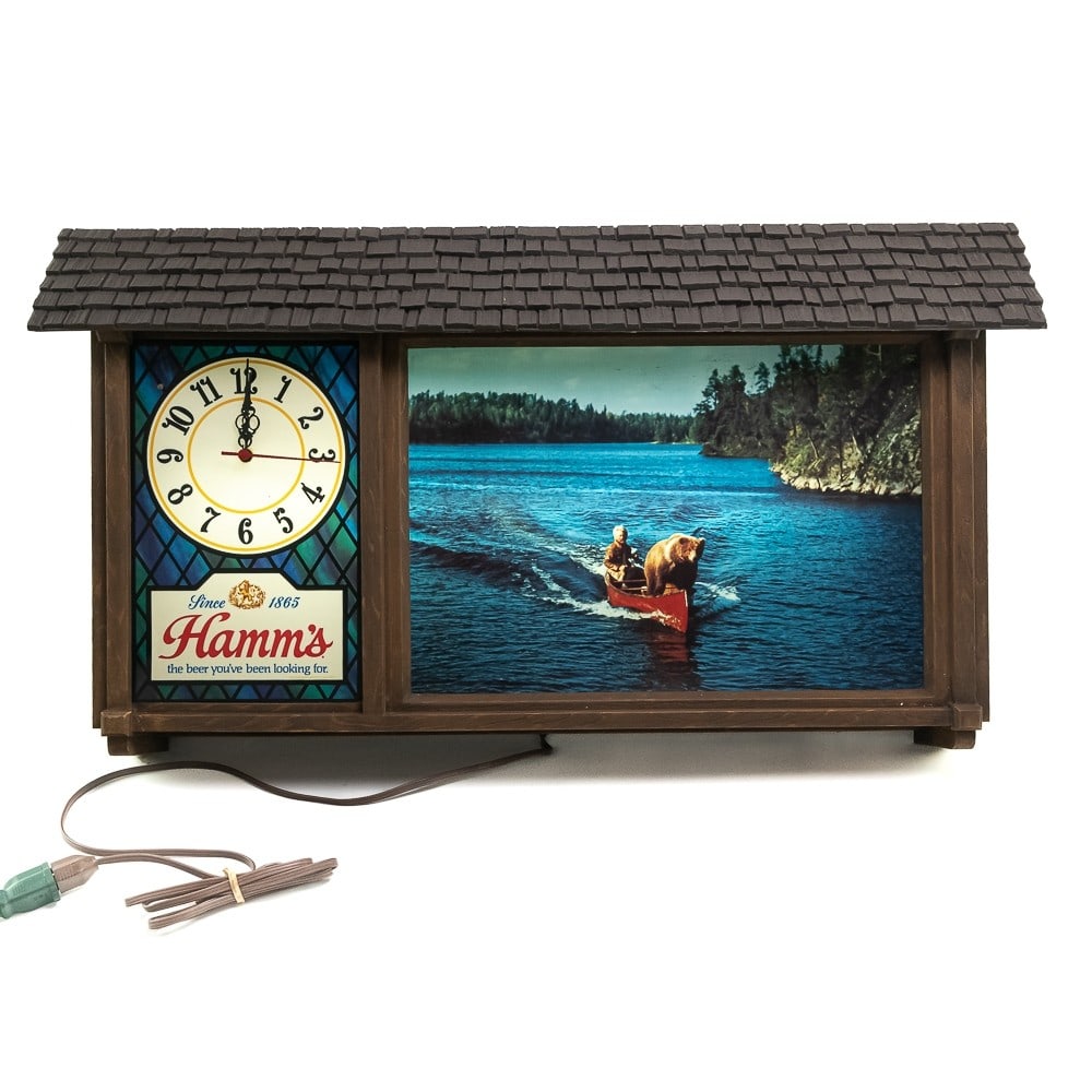 Rare Hamm's Beer Advertising Wall Clock Sign (1 of 10)
