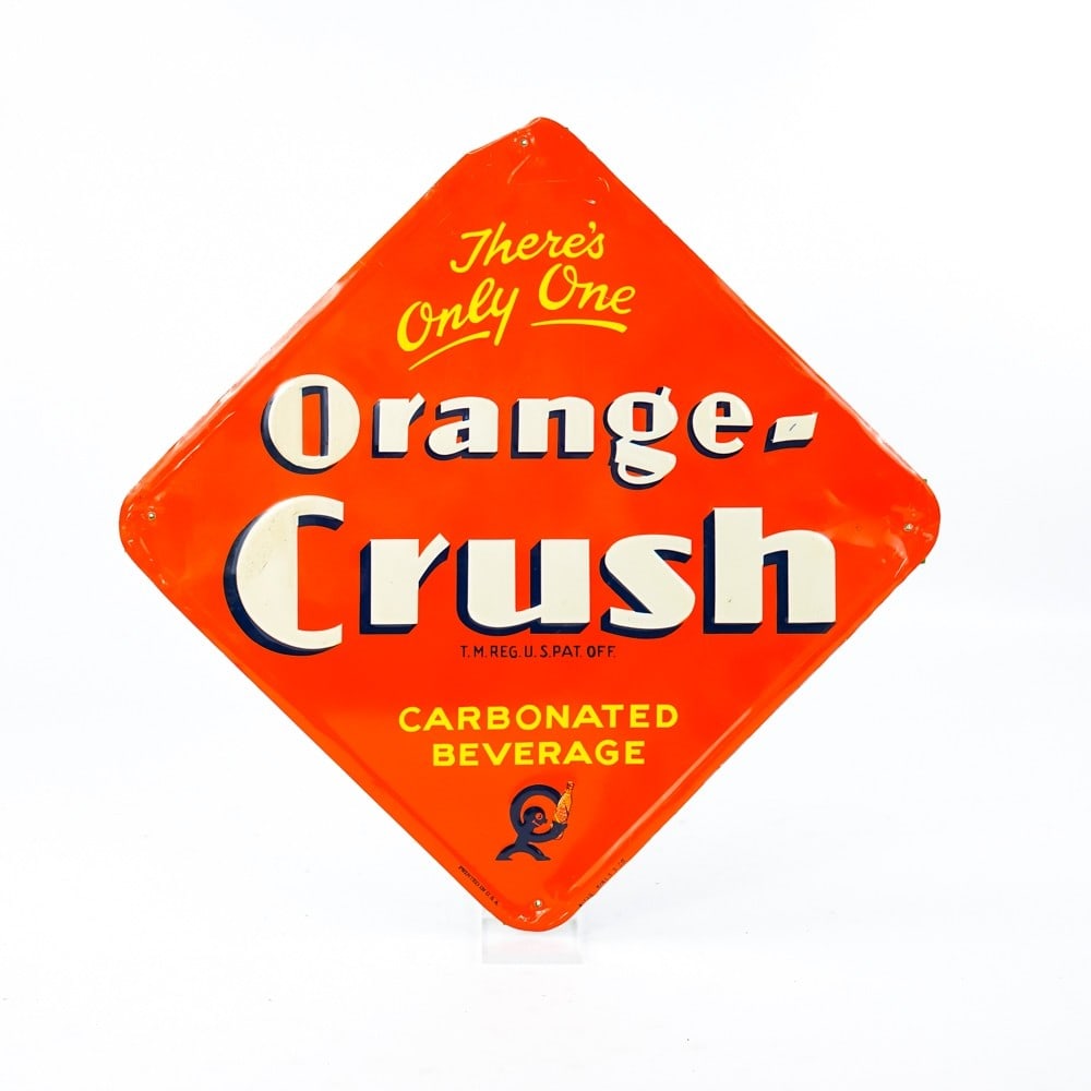 Tin "Orange Crush" Soda Pop Beverage Sign (1 of 6)