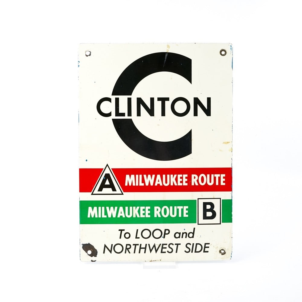 Porcelain "Clinton" Bus Route Sign (1 of 7)