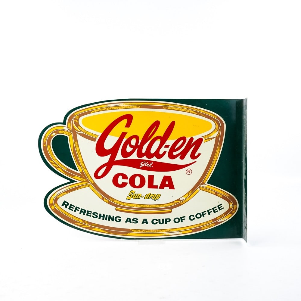 Tin Flange "Golden Cola" Soda Pop Sign (1 of 5)
