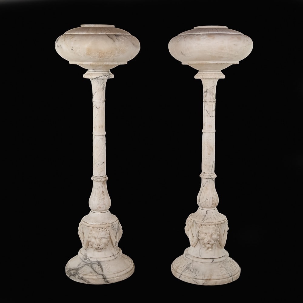 Pair Of Large Alabaster Torchiere Lights (1 of 20)