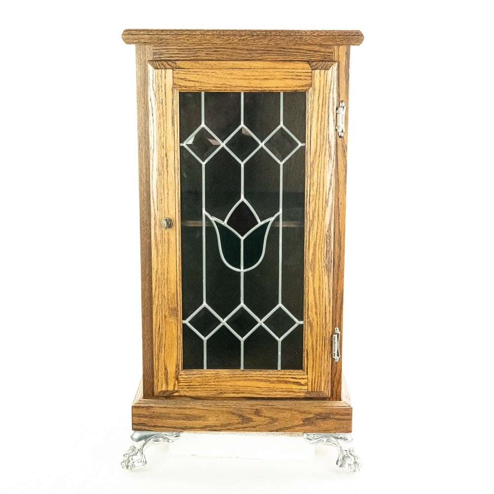 Oak Leaded Glass Slot Machine Stand (1 of 9)