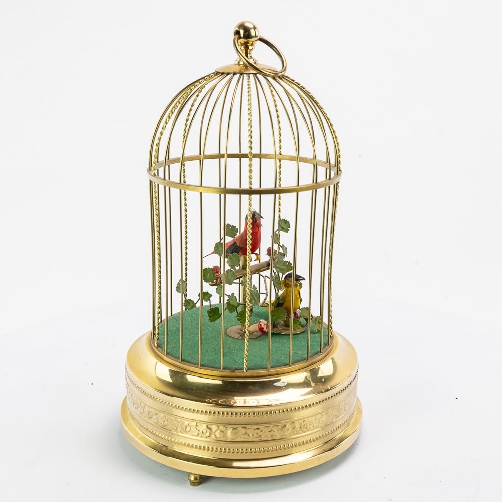 Vintage German Singing Automation Birds In Cage (1 of 9)