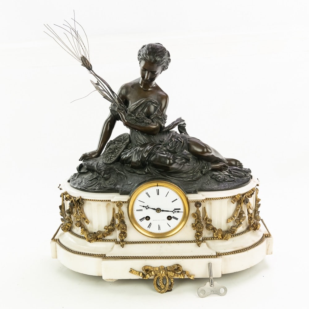 Bronze & Marble Raingo A Paris Mantle Clock (1 of 17)