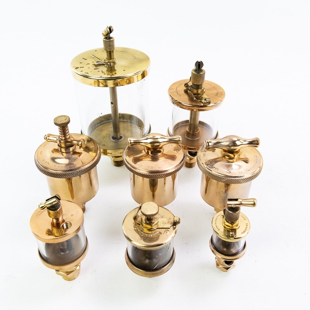 Collection of Brass T Handle Grease Cups & Oilers (1 of 18)