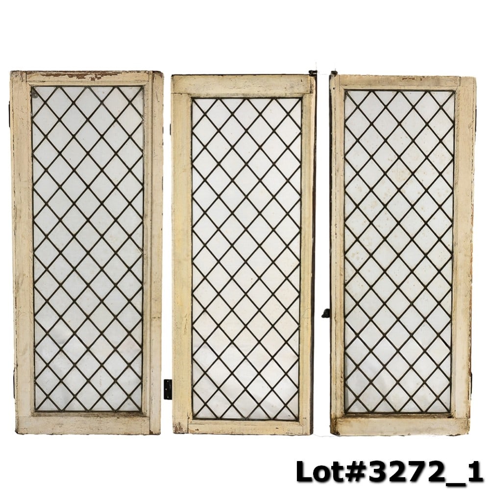 (3) Vintage Wood Framed Clear Leaded Glass Windows (1 of 20)