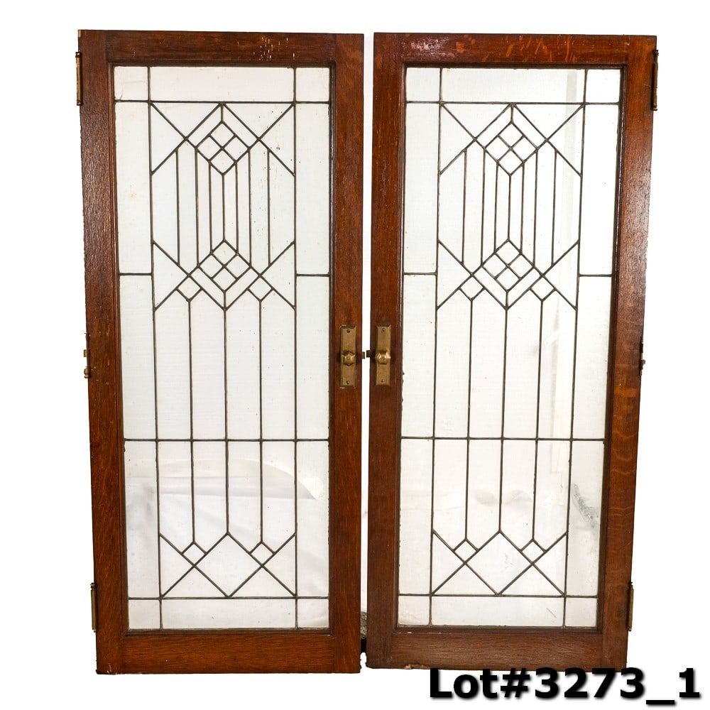 Vintage Pair of Clear Leaded Glass Windows (1 of 18)