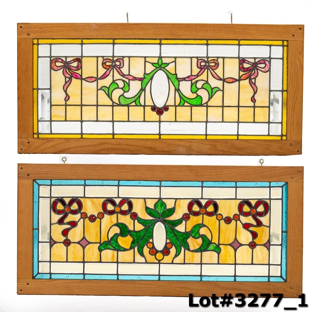(2) Stained & Leaded Glass Transom Windows (1 of 16)