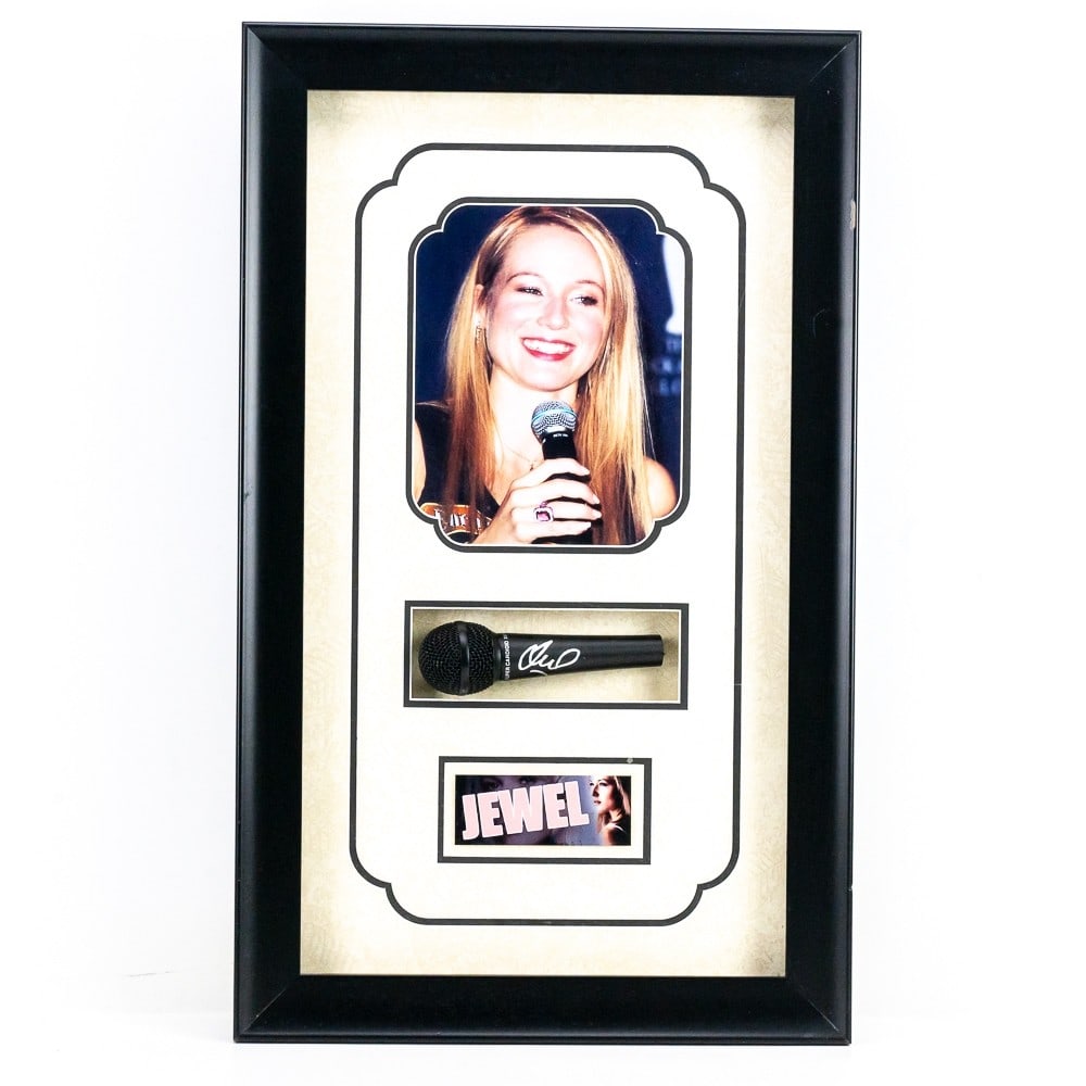 Jewel Kilcher Grammy Nominated Singer/Songwriter: With photograph and COA.17 1/8" X 28 1/8" X 3" Minor frame damage on the upper right. Note: Donley Auctions does not warranty any third party COA's or authenticity.