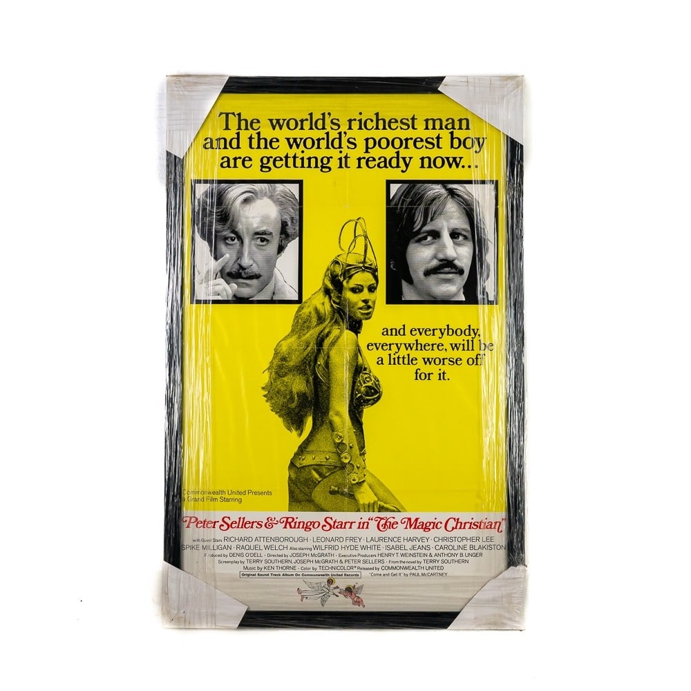 "The Magic Christian" Ringo Starr & Peter Sellers: Lobby Poster for "The Magic Christian" (1969) starring Peter Sellers and Ringo Starr. Please review all photos as they are a part of this description. 26" X 40" Note: Donley Auctions does not warranty