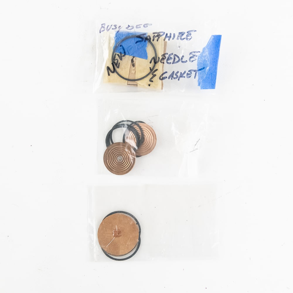 Reproducer Rebuild Kits For Busy Bee & Edison: Includes copper diaphrams & gaskets and a Busy Bee sapphire & gasket. See photos