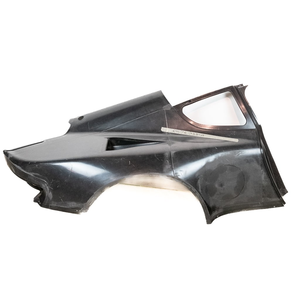 Aston Martin DBRS9 Carbon Fiber Body Panel: **No Shipping - Pick Up or Third Party Transport Only** This is a right rear quarter panel for an Aston Martin DBRS9 from Bobby Rahal Racing. Aston Martin ID# 000810. Good condition. Approximate size 