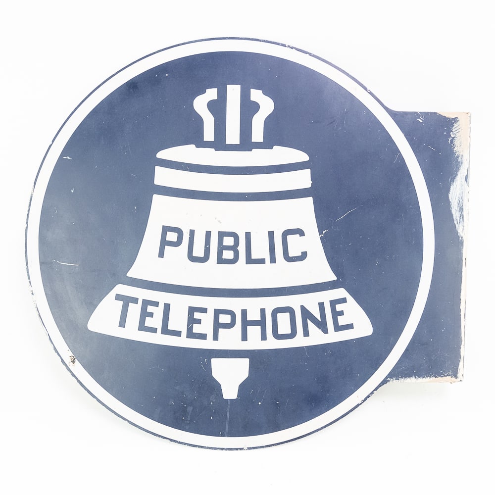 Public Telephone DS Tin Litho Flange Sign (1 of 8)