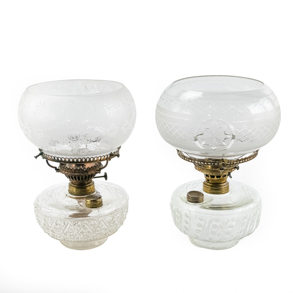 (2) Oil Lamps and (2) Glass Shades (1 of 7)