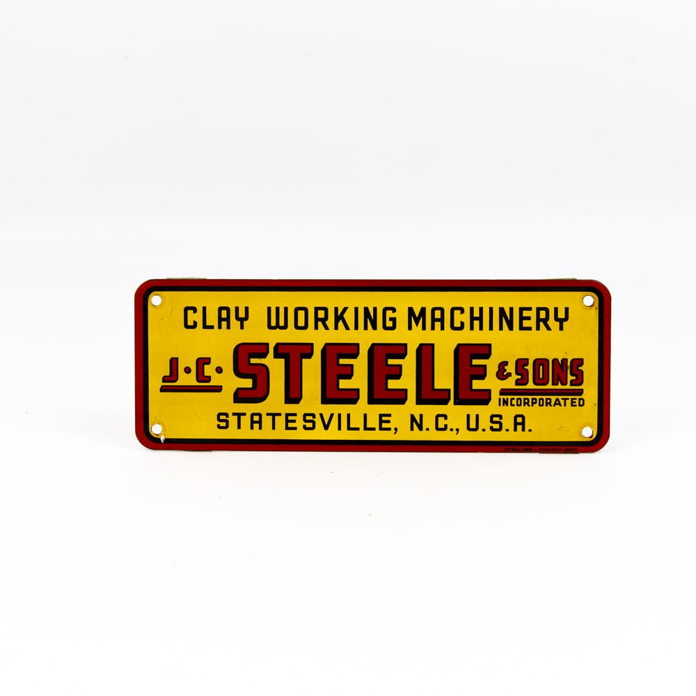 J.C. Steele & Sons Clay Working Sign: Contemporary porcelain, minor scratches, very good condition, 11" x 4", see photos.