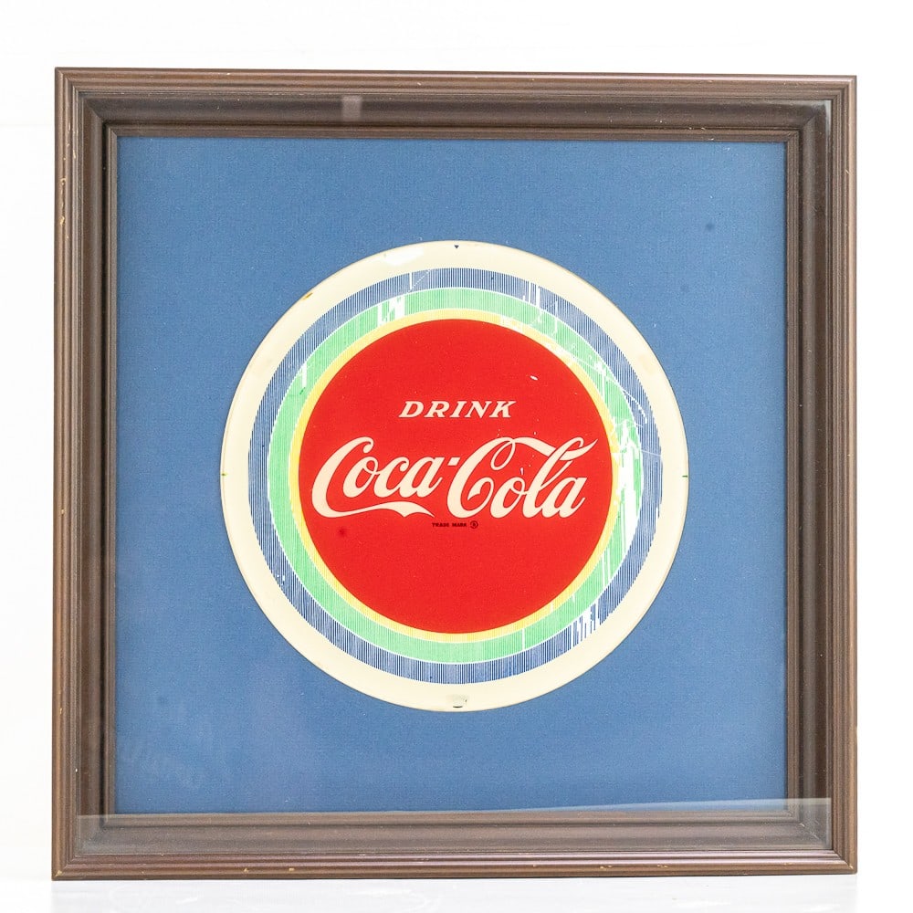 Framed Coca Cola Painted Glass Advertising Sign (1 of 5)