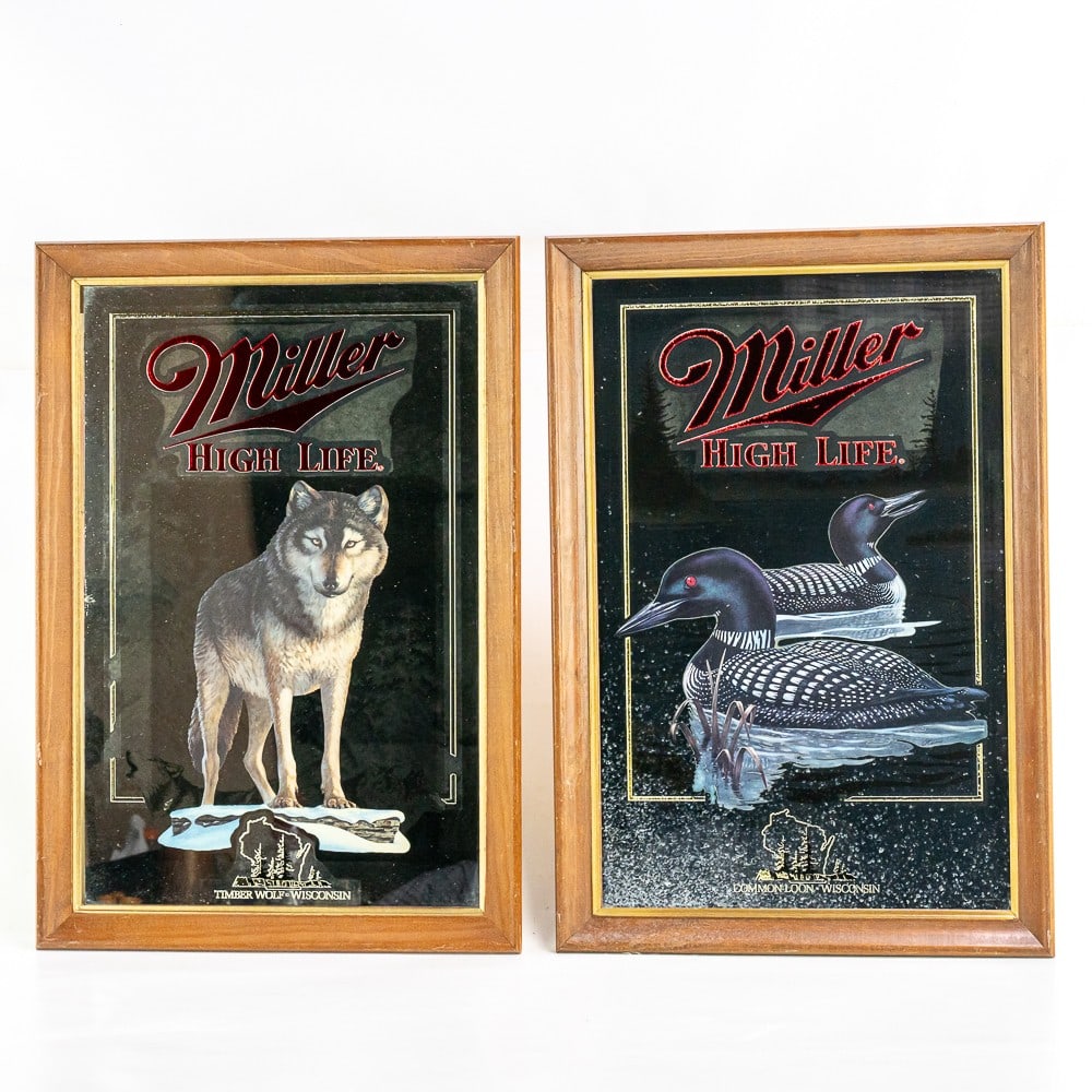 (2) Miller High Life Framed Advertising Mirrors (1 of 10)