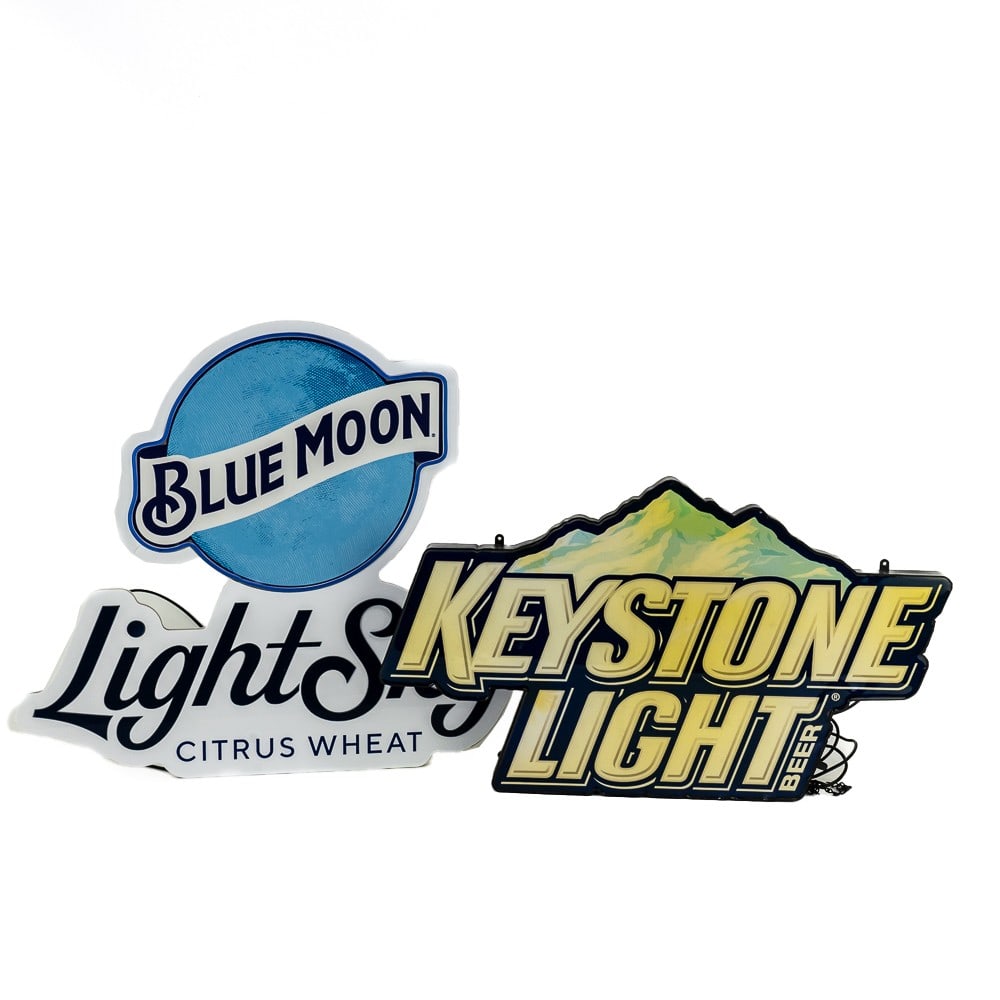 (2) Blue Moon, Keystone Light LED Bar Signs (1 of 9)