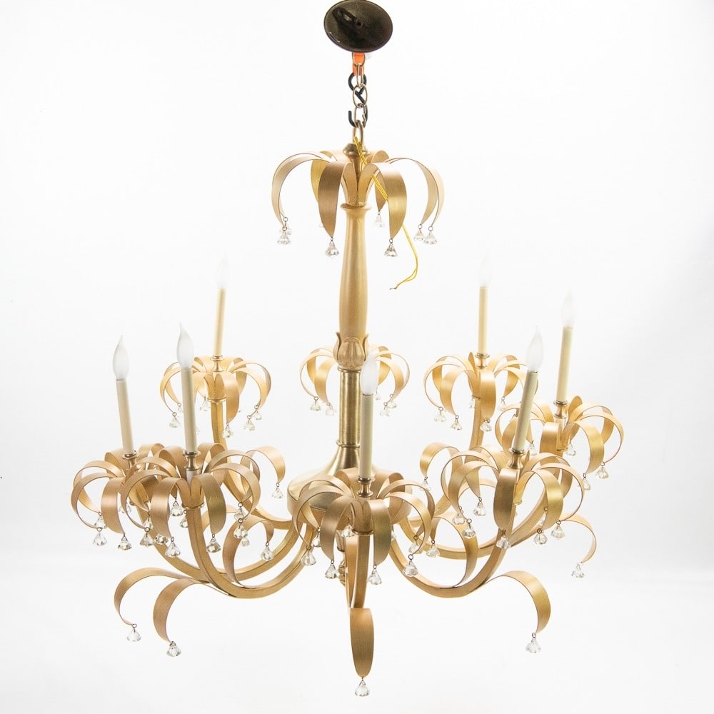 Large Gold and Crystal Chandelier (1 of 14)
