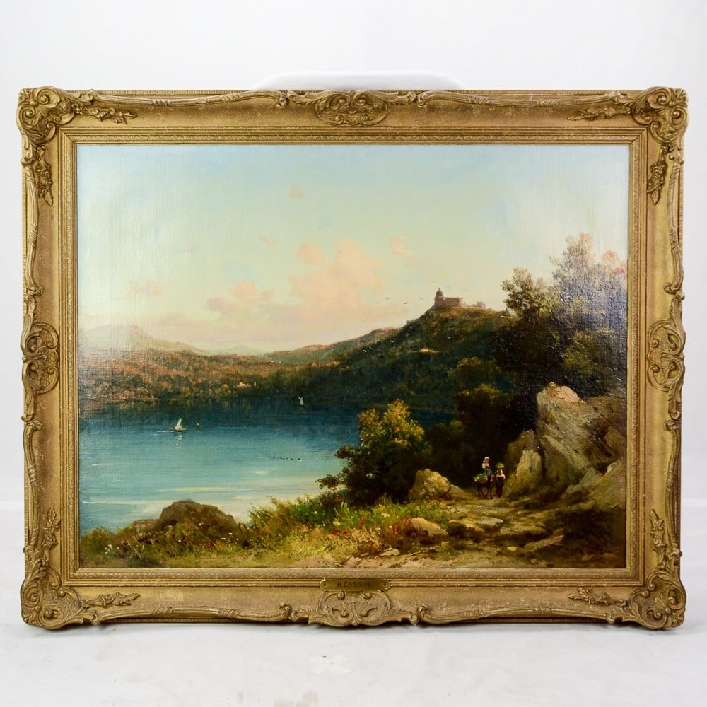 H. Cassini 1888 Oil on Canvas Mountain Scene (1 of 5)