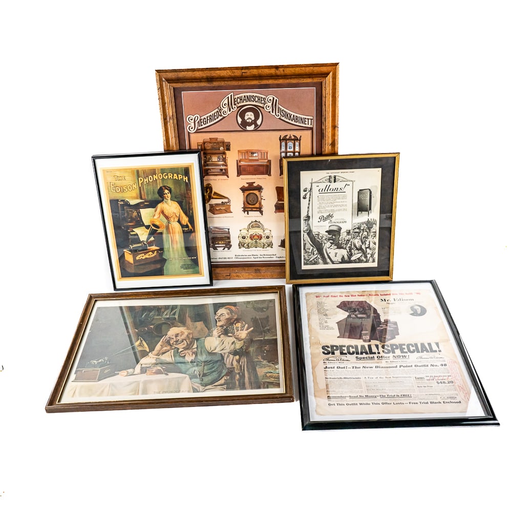 5 Framed Phonograph Advertisements-Vintage/Contemp (1 of 16)