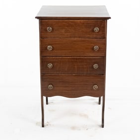 Oak 4-Drawer Cylinder Record Cabinet