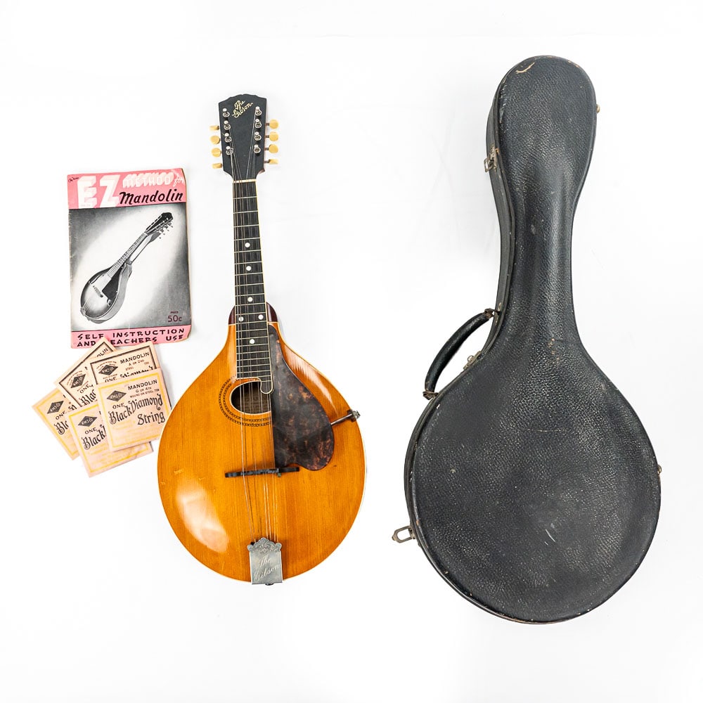 Antique Gibson Mandola Model H-1 w/Original Case: In the same family and lovingly cared for since the 1920s! The original purchaser's name/location is preserved in the body next to the Serial No./Model No. tag. Serial No. 33209 (possible produced in