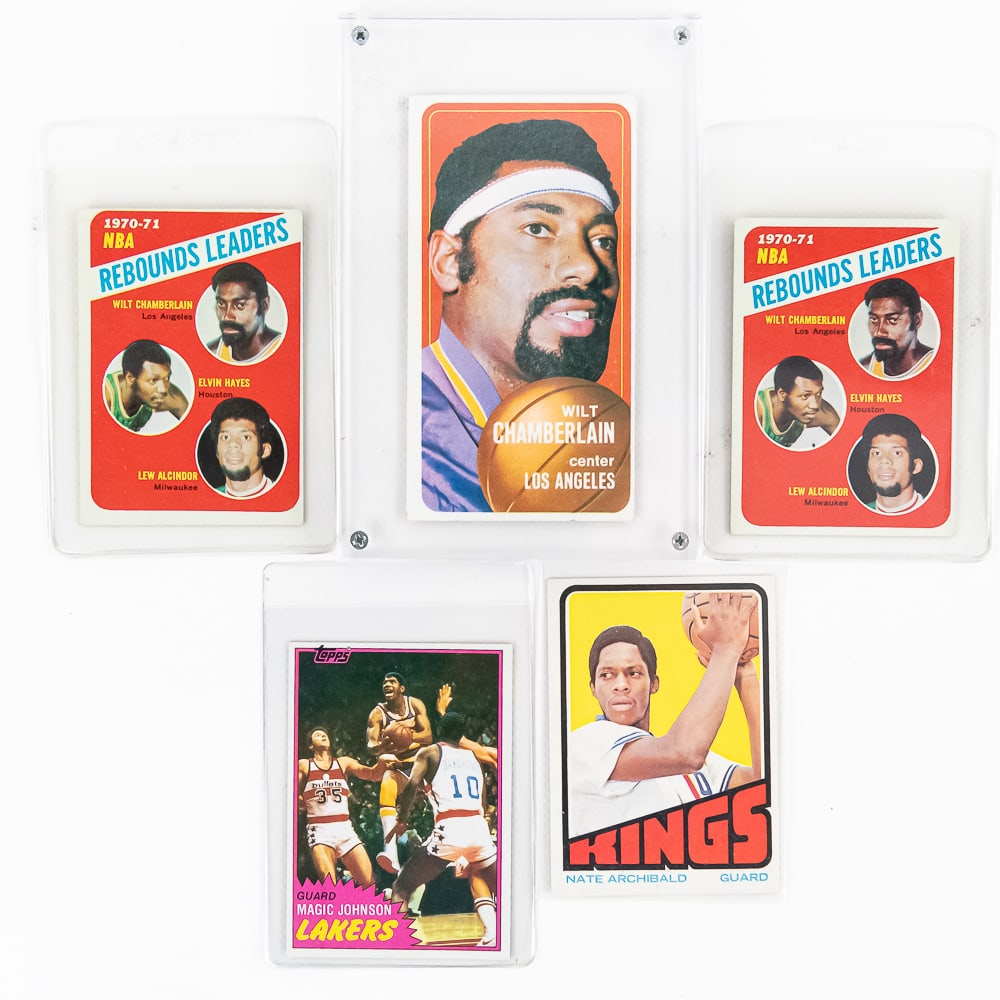 '70-71 Wilt Chamberlain '81-82 Magic Johnson Cards (1 of 7)
